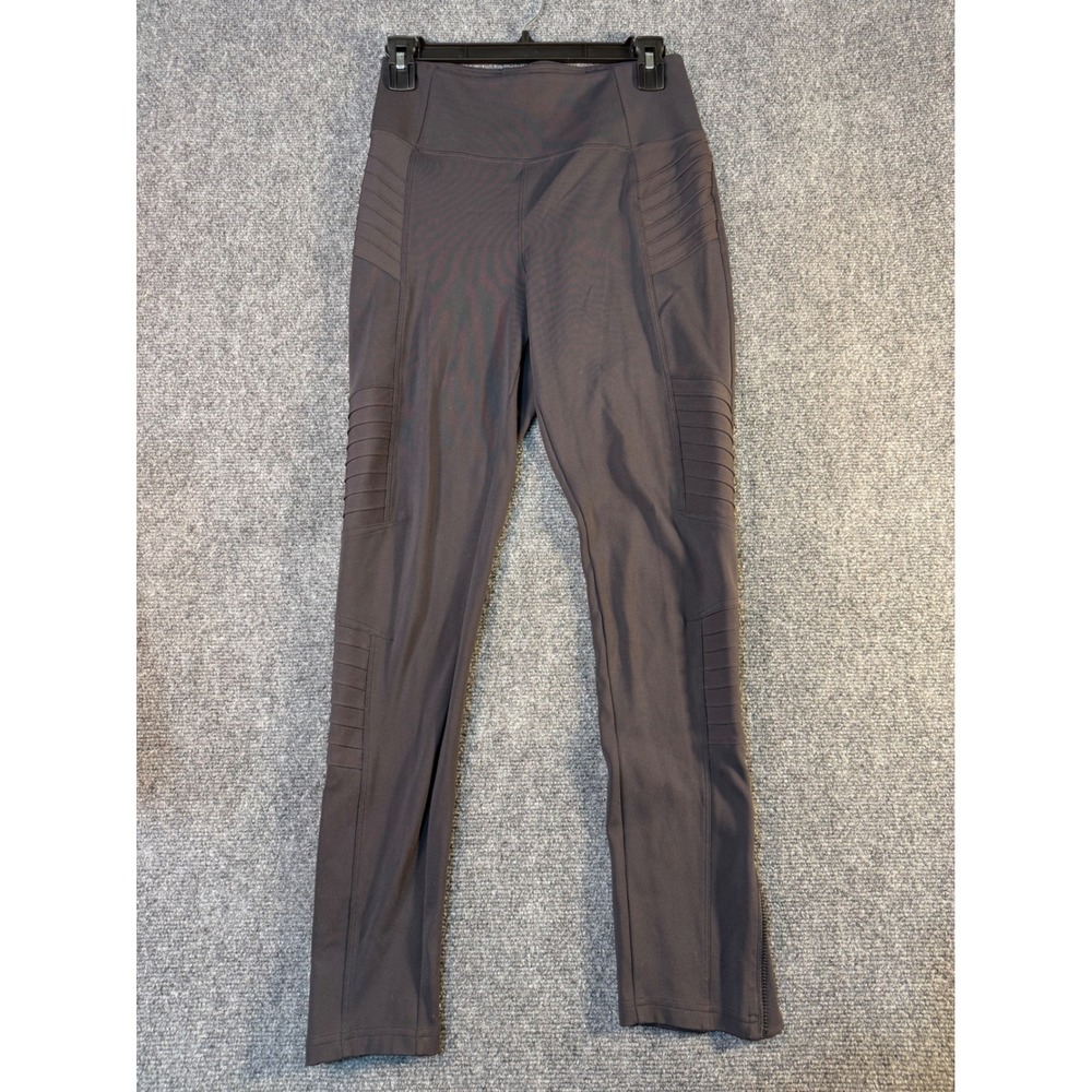 Athleta Delancey Moto Tight Gray High Rise Leggings Ankle Zip Small S Gym Yoga